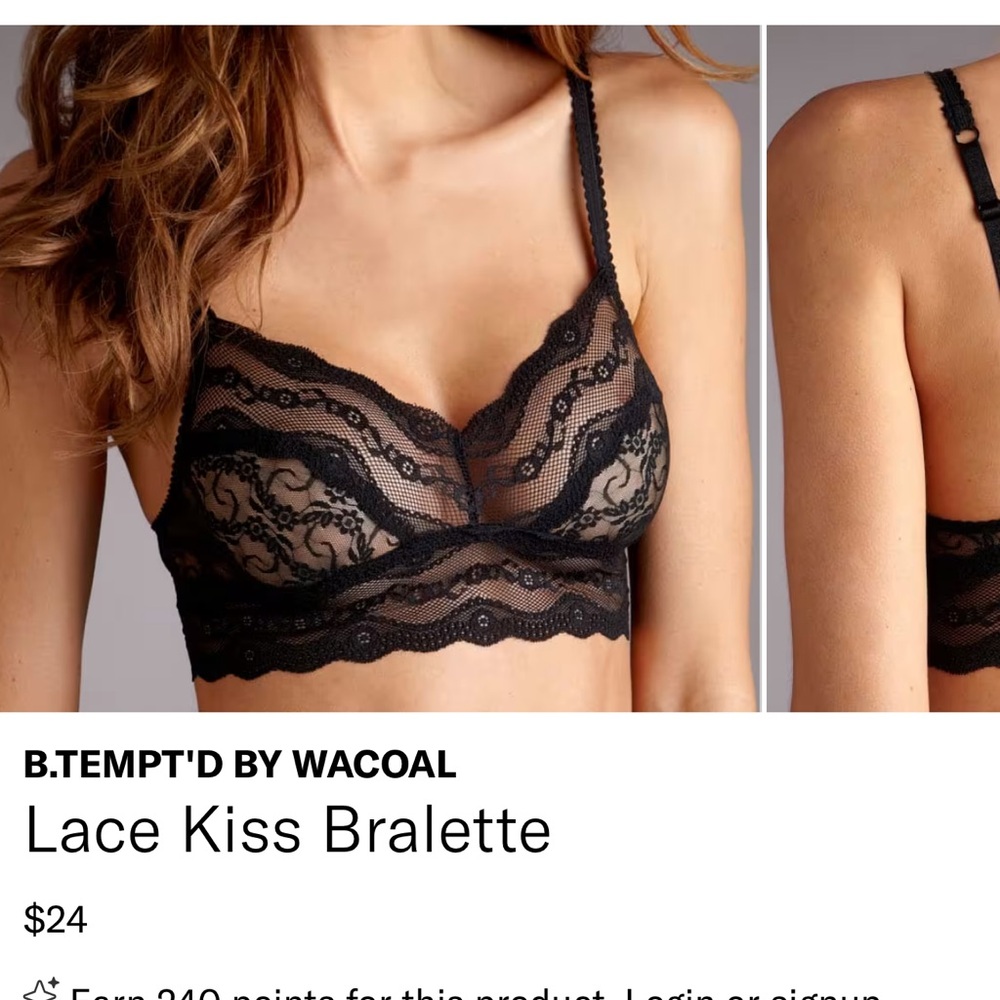 B.Tempt’d by Wacoal Lace Kiss Black and Taupe Bralette. NWOT.